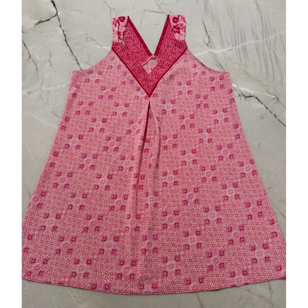 Oscar de la Renta Pink Label Geometric Floral Racerback Chemise Nightgown M